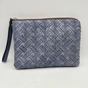 Patricia Nash Cassini Tooled Leather Wristlet Clutch Woven Gray NWT